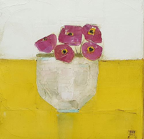 Eithne  Roberts - Pinks on yellow